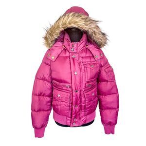 True Religion Down Pink Puffer Coat Size‎ S